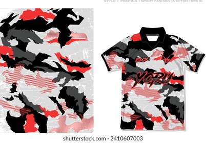 Sublimation jersey design modern abstract camouflage white black orange koi design vector military army pattern background halftone grunge style