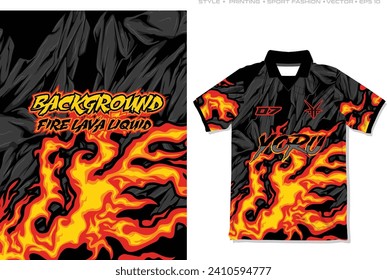 Sublimation Jersey Design moderne Feuerflamme Lava Flüssige abstrakte Design schwarz-orangefarbene Hintergrund Vorlage Grunge-Brennen Gaming-Sport-Stil