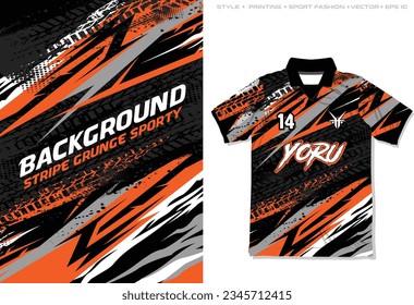 jersey de sublimación diseño franjas deportivas color naranja negro envoltura de coche decal fondo carreras de vinilo vectorial ilustración baloncesto fútbol béisbol pintura de rugby pincel salpicar abstracto