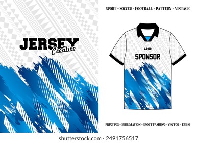 Sublimation jersey design vector sport, soccer, football, baseball, vintage, polo jersey. Printing, sublimation, sport fashion, background blue white style