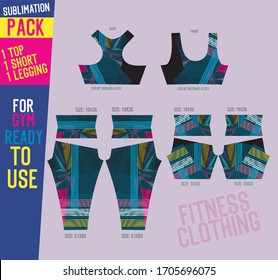 sublimation pack of leggings pant,short pants,top vector for gym with mold ready to use