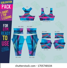 sublimation pack of leggings pant,short pants,top vector for gym with mold ready to use