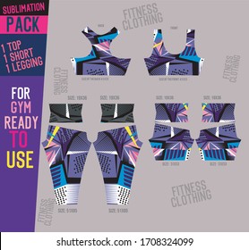 sublimation pack of leggings pant,short pants,top vector for gym with mold ready to use