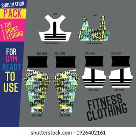 sublimation pack of leggings pant,short pants,top vector for gym with mold ready to use