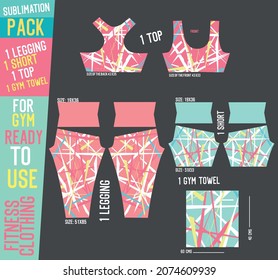 sublimation pack of leggings pant,short pants,top vector for gym with mold ready to use