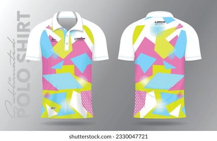 Sublimation Polo Shirt mockup template design for badminton jersey, tennis, soccer, football or sport uniform