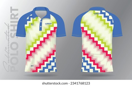 Sublimation Polo Shirt mockup template design for badminton jersey, tennis, soccer, football or sport uniform