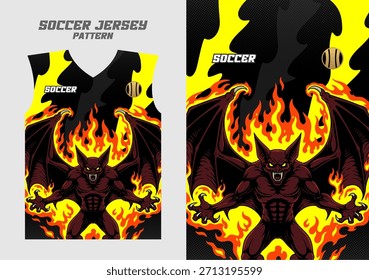 Sublimação Futebol Jersey Design Padrão Agressivo Demon Mascote