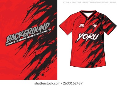 sublimation t shirt jersey design black red tiger splash stripe template, abstract grunge texture sports cycling football soccer basketball casual wear apparel