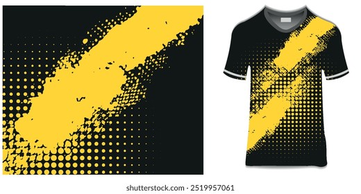 sublimação t-shirt design grunge escova amarelo preto meio-tom sporty corridas moderno abstrato horror linhas chamativas carro autosport adesivos livery jogos esport.eps10