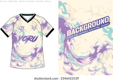 sublimation volleyball running cycling rugby jersey design sporty abstract flame fire liquid lava pattern background halftone marble texture vector illustration pastel