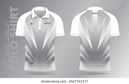 Sublimation white polo shirt mockup template design for badminton jersey, tennis, soccer, football or sport uniform