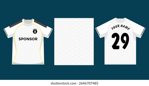 sublime pattern of soccer shirt design with a professional and dynamic appearance in white color.