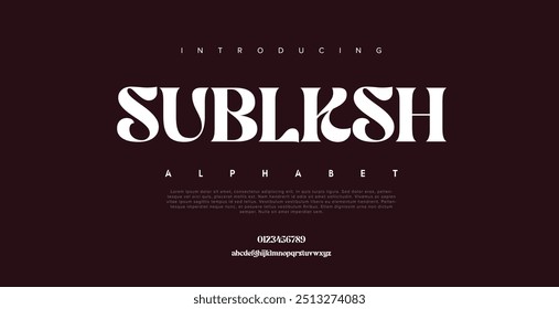 Sublksh Fuentes de alfabeto urbano moderno Abstractas. Tipografía deportiva, simple, tecnología, moda, digital, futuro logotipo creativo fuente. Ilustración vectorial