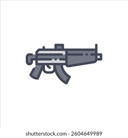Submachine gun filled outline icon. Submachine gun color line illustration.