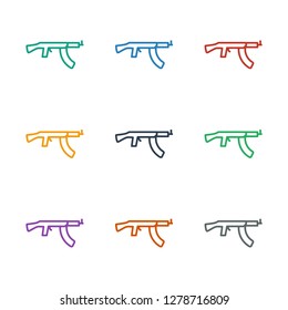 submachine gun icon white background. Editable outline submachine gun icon from war. Trendy submachine gun icon for web and mobile.