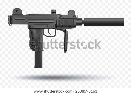 submachine gun uzi firearms modern weapons realistic vector illustrations