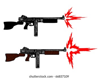 Submachine gun/cartoon weapon/flame of shot."Trench Sweeper"