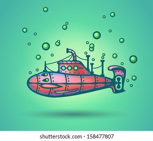 Submarine abstract, stylization, vector