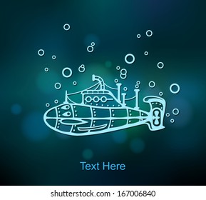 Submarine abstract, stylization, vector