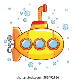 Submarine with air bubbles
Yellow submarine with periscope and air bubbles around
