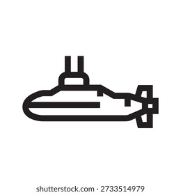 submarine black line icon. Vector isolated element. Minimal clean icons for apps and websites.
