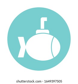 submarine block style icon design Sea nautical ocean navigation travel underwater water and marine theme Vector illustration