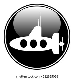 Submarine button on white background. Vector illustration.
