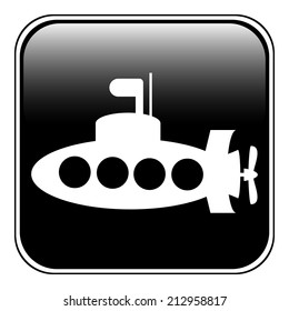 Submarine button on white background. Vector illustration.