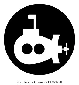 Submarine button on white background. Vector illustration.