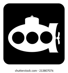 Submarine button on white background. Vector illustration.