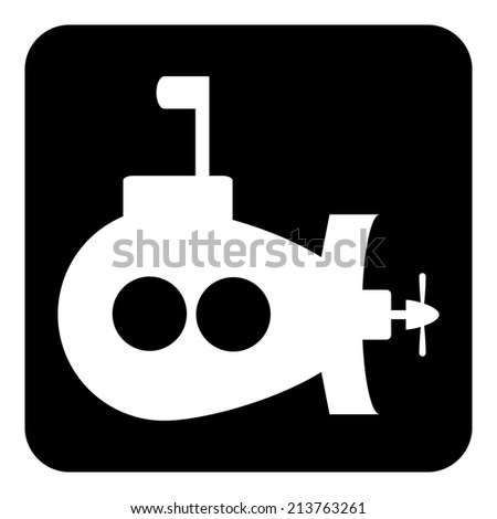 Submarine button on white background. Vector illustration.