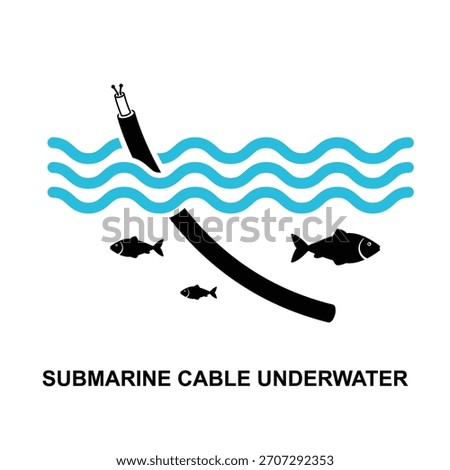 Submarine cable underwater icon isolated on background vector illustration. Non AI generate 