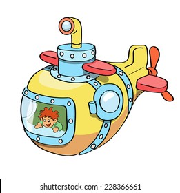 Submarine cartoon colored