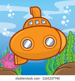 Submarine cartoon, cartoon cute, animal cute