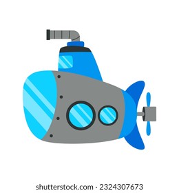 Submarine Cartoon Illustration. Toy Transport set in vector, the colorful version. Toys for kid games.
