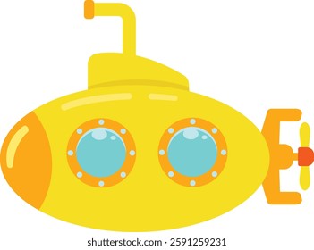 Submarine Cartoon Vector Illustration Flat Design