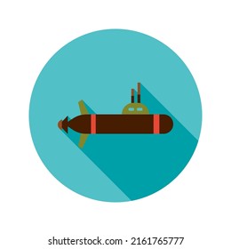 Submarine Circle Icon. Vector Illustration of Military Sign.