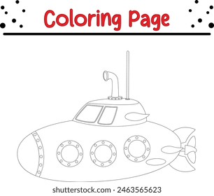 submarine coloring book page for kids