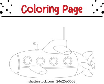 Submarine coloring page page for kids and adults