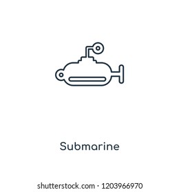 Submarine concept line icon. Linear Submarine concept outline symbol design. This simple element illustration can be used for web and mobile UI/UX.