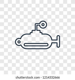 Submarine concept vector linear icon isolated on transparent background, Submarine concept transparency concept in outline style