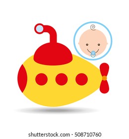 submarine cute toy baby design vector illustration eps 10