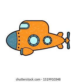 submarine design vector with texture. retro style color