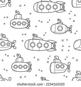 Submarine doodle hand drawn seamless pattern background wallpaper