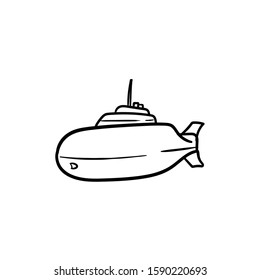 submarine doodle icon vector hand drawing 