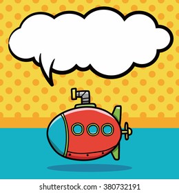 submarine doodle, speech bubble