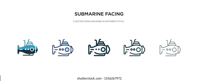 submarine facing right icon in different style vector illustration. two colored and black submarine facing right vector icons designed in filled, outline, line and stroke style can be used for web,