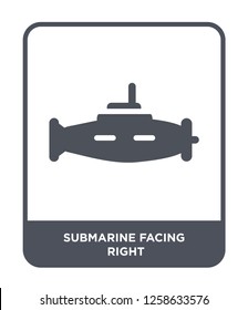 submarine facing right icon vector on white background, submarine facing right trendy filled icons from Nautical collection, submarine facing right simple element illustration