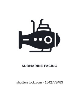 submarine facing right isolated icon. simple element illustration from nautical concept icons. submarine facing right editable logo sign symbol design on white background. can be use for web and